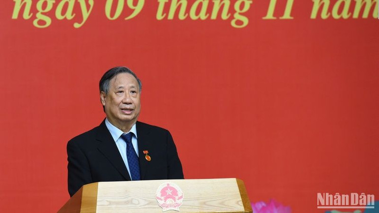 Đồng chí Phạm Gia Khiêm, nguyên Ủy viên Bộ Chính trị, nguyên Phó Thủ tướng Chính phủ phát biểu. Đồng chí Phạm Gia Khiêm, nguyên Ủy viên Bộ Chính trị, nguyên Phó Thủ tướng Chính phủ phát biểu.