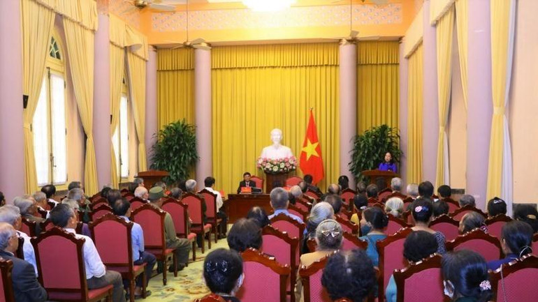 Quang cảnh buổi tiếp đoàn đại biểu.