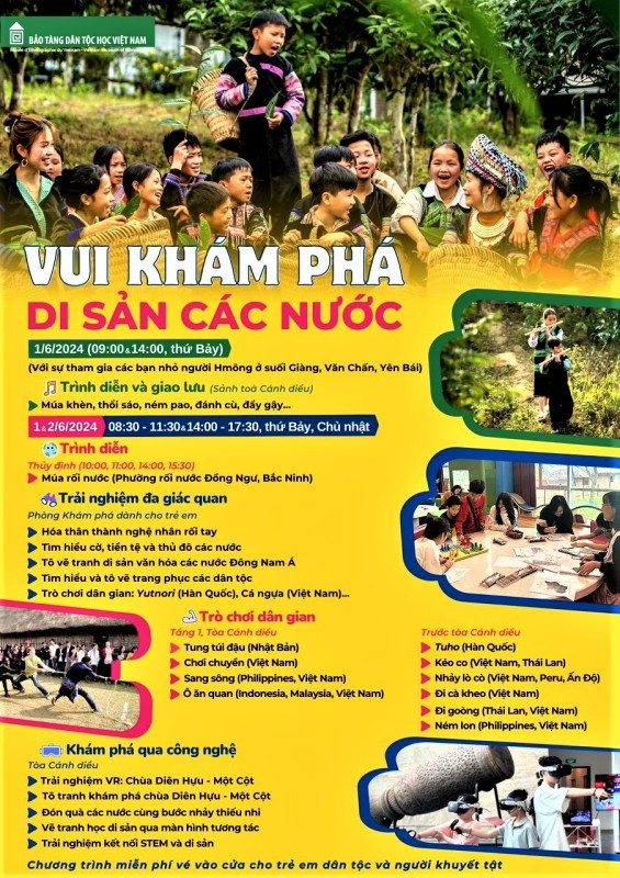 Áp phích giới thiệu chương trình vui Tết Thiếu nhi năm 2024. (Ảnh: Bảo tàng Dân tộc học Việt Nam cung cấp)