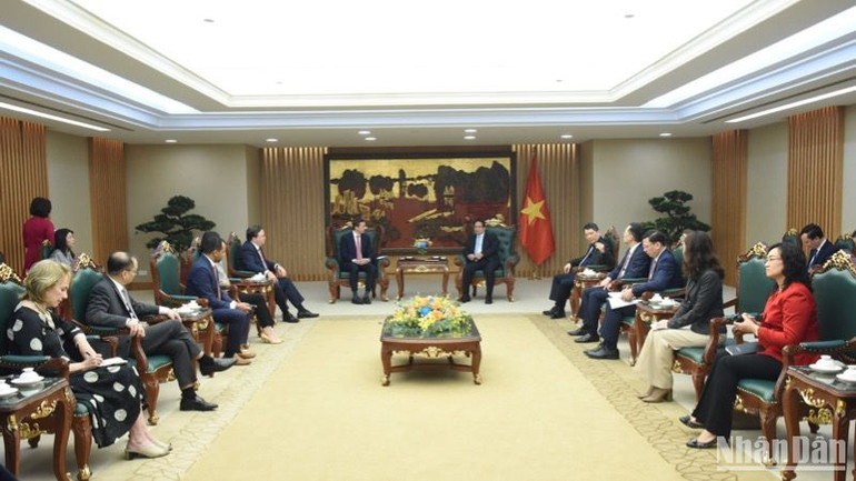 Quang cảnh buổi tiếp. (Ảnh: TRẦN HẢI)