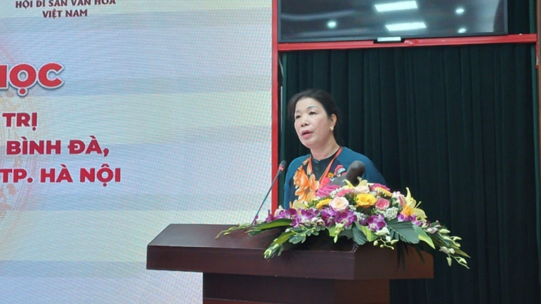 Phó Giám đốc Sở Văn hóa và Thể thao Hà Nội Trần Thị Vân Anh phát biểu tại Hội thảo.