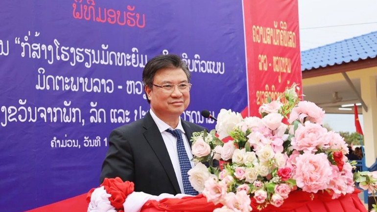 Thứ trưởng Giáo dục và Đào tạo Nguyễn Hữu Độ phát biểu tại buổi lễ. (Ảnh: Hải Tiến)