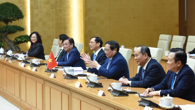 Thủ tướng Phạm Minh Chính phát biểu ý kiến tại buổi hội kiến. Thủ tướng Phạm Minh Chính phát biểu ý kiến tại buổi hội kiến.