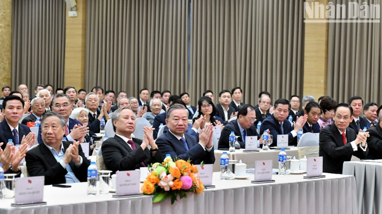 Tổng Bí thư Tô Lâm và các đại biểu dự Lễ kỷ niệm. (Ảnh: Đăng Khoa)