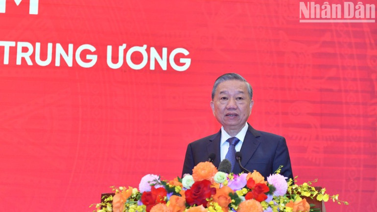 Tổng Bí thư Tô Lâm phát biểu tại Lễ kỷ niệm. (Ảnh: Đăng Khoa)