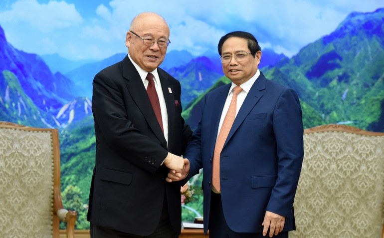 Thủ tướng Phạm Minh Chính tiếp ông Takebe Tsutomu, Cố vấn Đặc biệt Liên minh Nghị sĩ hữu nghị Nhật-Việt.
