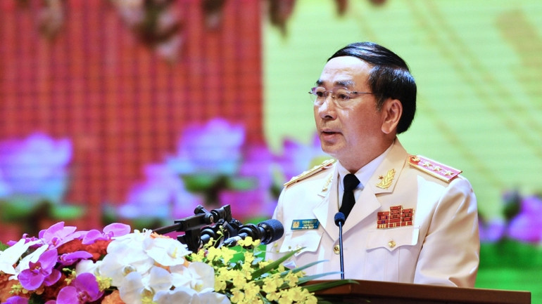 Thứ trưởng Công an Trần Quốc Tỏ đọc diễn văn tại Lễ kỷ niệm.