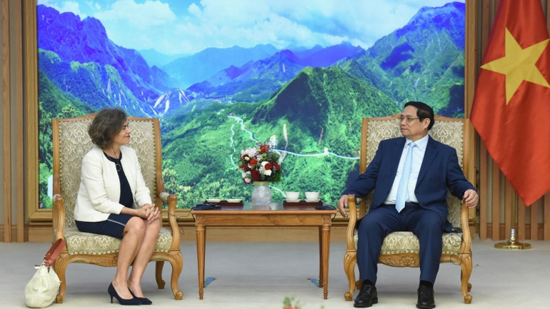 Quang cảnh buổi tiếp. (Ảnh: Trần Hải)