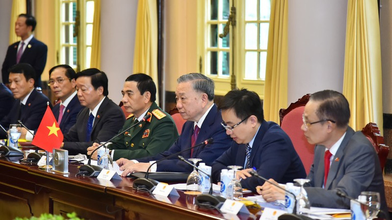 Chủ tịch nước Tô Lâm phát biểu tại buổi hội đàm.