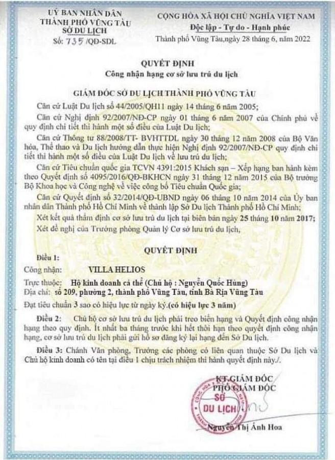 Quyết định công nhận hạng lưu trú giả để lừa du khách.