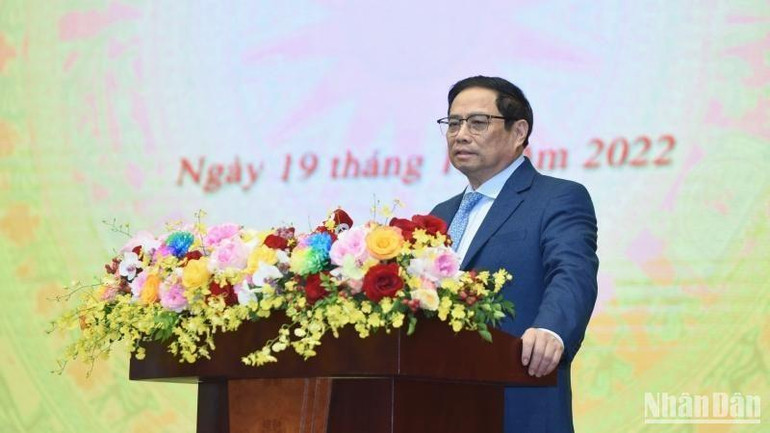 Thủ tướng Phạm Minh Chính Phát biểu ý kiến chỉ đạo Hội nghị. (Ảnh: Trần Hải)