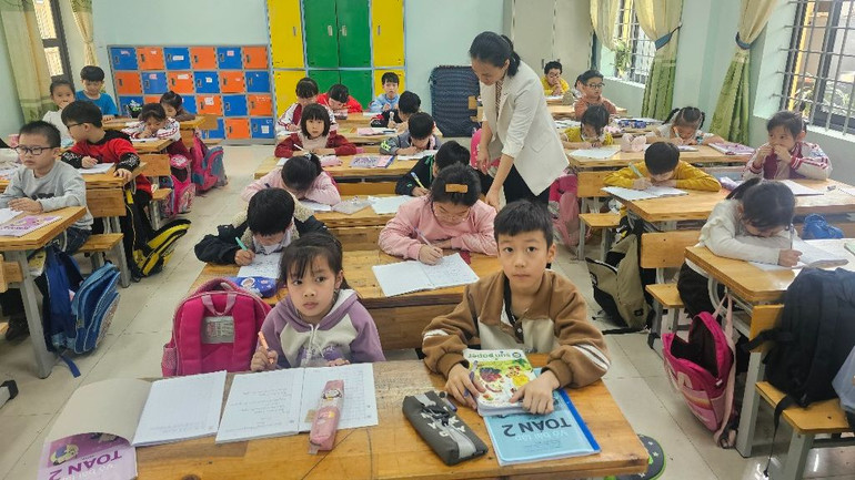 Một buổi học của trường Tiểu học Tam Hồng 1. (Ảnh: Hà Hồng Hà)