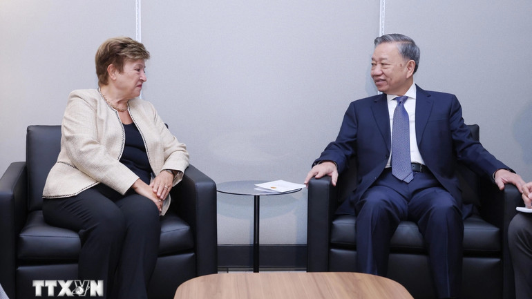 Tổng Bí thư, Chủ tịch nước Tô Lâm tiếp Tổng Giám đốc Quỹ Tiền tệ quốc tế (IMF) Kristalina Georgieva. (Ảnh: Lâm Khánh/TTXVN)