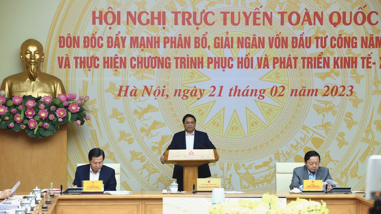 Thủ tướng Phạm Minh Chính phát biểu chỉ đạo Hội nghị. (Ảnh: Trần Hải)