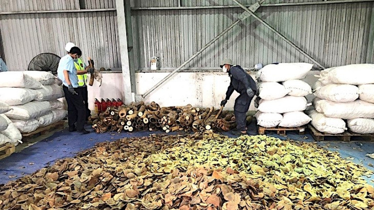 Số tang vật thu giữ của vụ án này. (Ảnh: Chi cục Hải quan cửa khẩu cảng Đà Nẵng cung cấp)