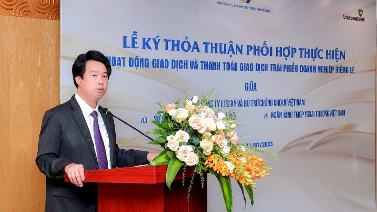 Ông Nguyễn Mỹ Hào, Thành viên Hội đồng quản trị Vietcombank phát biểu tại Lễ ký kết.