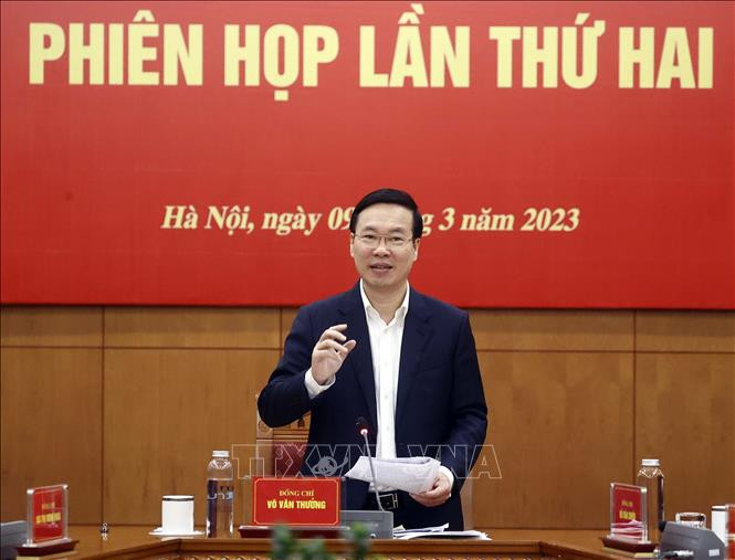 Chủ tịch nước Võ Văn Thưởng phát biểu chỉ đạo. (Ảnh: Thống Nhất/TTXVN)