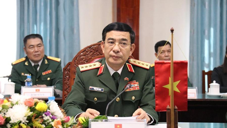 Đại tướng Phan Văn Giang phát biểu tại Hội đàm. (Ảnh: Trịnh Dũng)