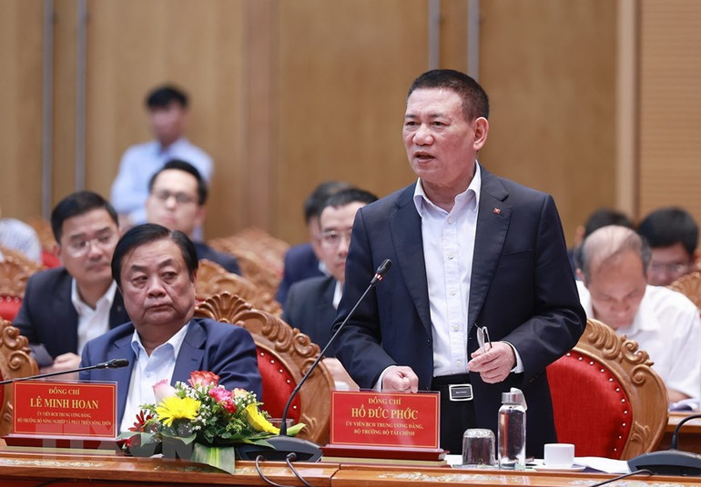 Bộ trưởng Tài chính Hồ Đức Phớc phát biểu. (Ảnh: Dương Giang/TTXVN)