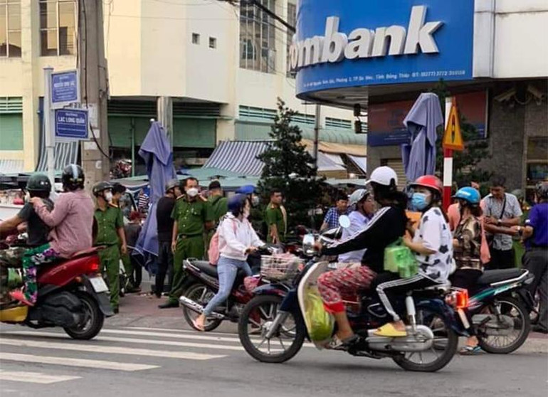 Ngân hàng Sacombank - nơi xảy ra vụ cướp ngân hàng. (Ảnh: CTV)