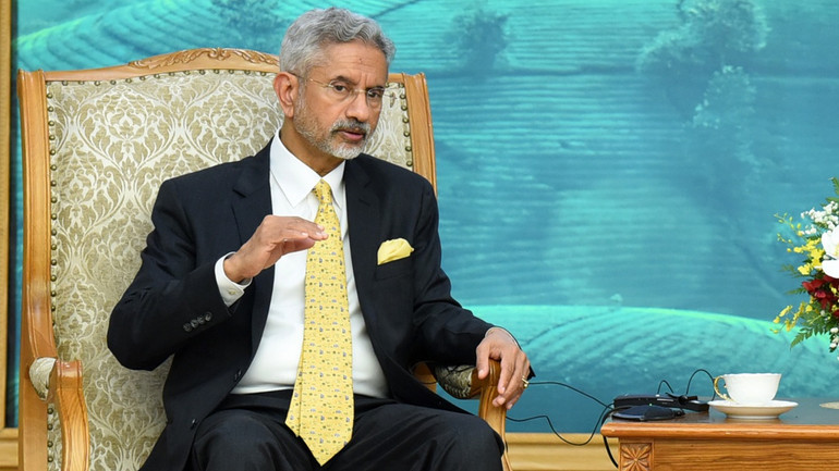 Bộ trưởng Ngoại giao Ấn Độ Subramanyam Jaishankar phát biểu tại buổi tiếp.