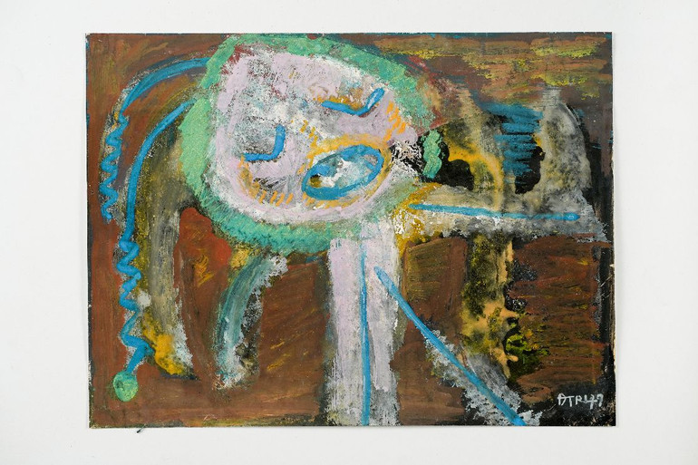 Tác phẩm “Diều” (màu bột trên giấy) vẽ năm 1979. (Ảnh nhân vật cung cấp)