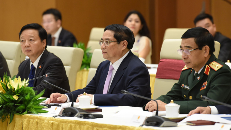 Thủ tướng Phạm Minh Chính phát biểu tại cuộc hội kiến. (Ảnh: Trần Hải) Thủ tướng Phạm Minh Chính phát biểu tại cuộc hội kiến. (Ảnh: Trần Hải)