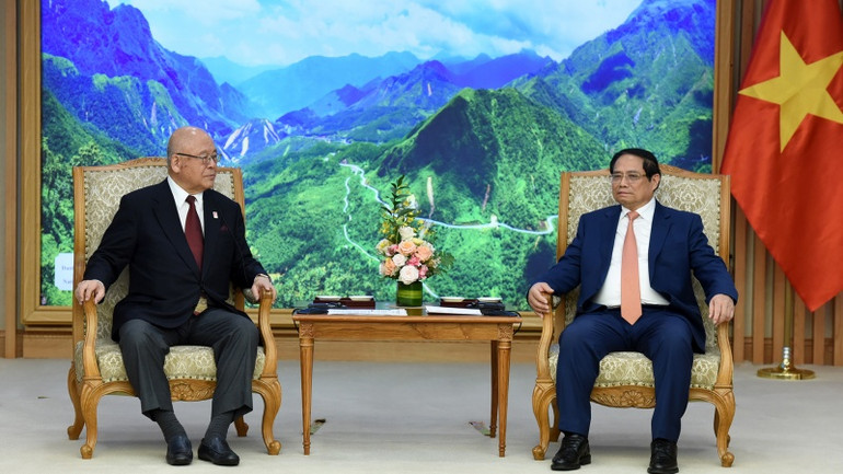 Thủ tướng Phạm Minh Chính tiếp ông Takebe Tsutomu, Cố vấn Đặc biệt Liên minh Nghị sĩ hữu nghị Nhật-Việt.