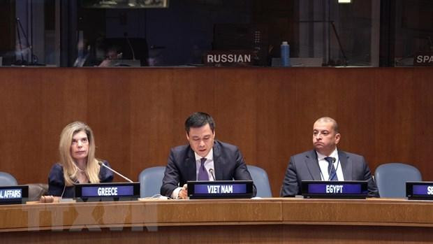 Đại sứ Đặng Hoàng Giang, Trưởng Phái đoàn Việt Nam tại Liên hợp quốc, đồng chủ trì phiên toạ đàm. (Ảnh: TTXVN)