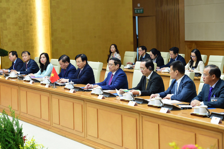 [Ảnh] Thủ tướng Phạm Minh Chính chủ trì Lễ đón Thủ tướng Cộng hòa Belarus Roman Golovchenko ảnh 9