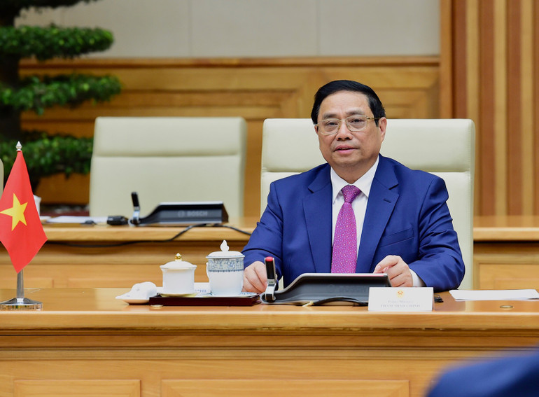 [Ảnh] Thủ tướng Phạm Minh Chính chủ trì Lễ đón Thủ tướng Cộng hòa Belarus Roman Golovchenko ảnh 8