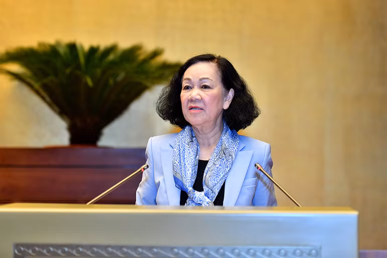 Đồng chí Trương Thị Mai phát biểu kết luận hội nghị. Ảnh: ĐĂNG KHOA