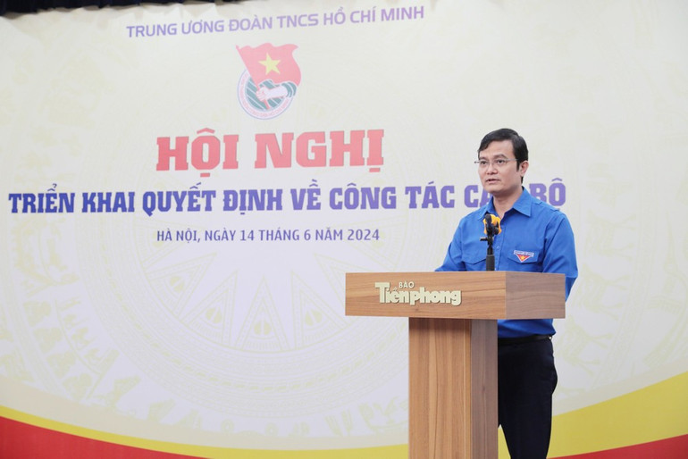 Bí thư thứ nhất Trung ương Đoàn Bùi Quang Huy phát biểu tại buổi lễ. (Ảnh: Hồng Vĩnh)