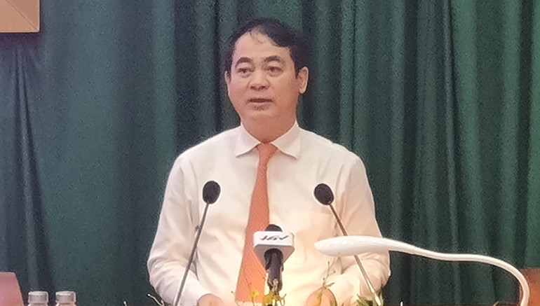 Bí thư Tỉnh ủy Hậu Giang Nghiêm Xuân Thành phát biểu khai mạc hội nghị.