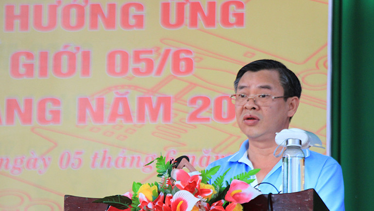 Phó Chủ tịch Thường trực Ủy ban nhân dân tỉnh Hậu Giang Trương Cảnh Tuyên phát biểu tại buổi lễ.