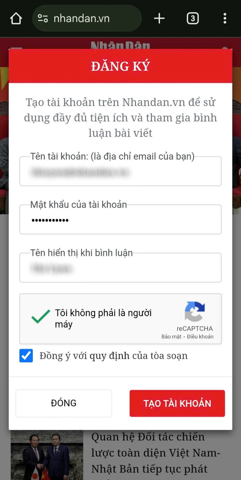 Box đăng ký tài khoản trên Báo Nhân Dân Box đăng ký tài khoản trên Báo Nhân Dân