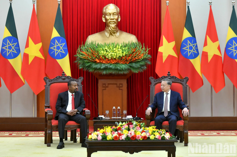 Tổng Bí thư Tô Lâm tiếp Thủ tướng Ethiopia Abiy Ahmed Ali. (Ảnh: ĐĂNG KHOA)