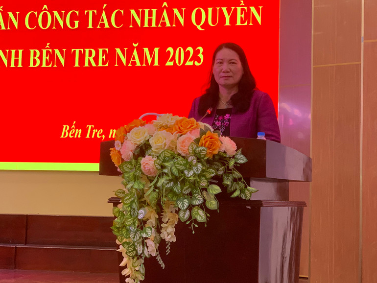 Bà Nguyễn Thị Bé Mười, Phó Chủ tịch UBND tỉnh, Trưởng ban Chỉ đạo về nhân quyền tỉnh Bến Tre