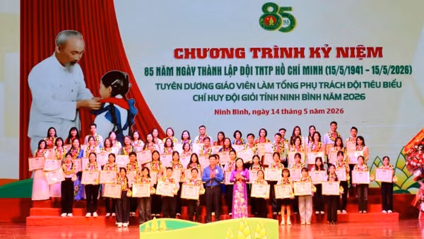 Các bạn Chỉ huy Đội giỏi nhận Bằng khen tại chương trình.