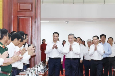 Tổng Bí thư Tô Lâm và các đại biểu. (Ảnh: Thống Nhất/TTXVN)