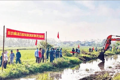 Người dân tỉnh Nghệ An nạo vét kênh mương nội đồng, bảo đảm tưới, tiêu cho sản xuất. (Ảnh ĐÌNH PHƯỢNG)