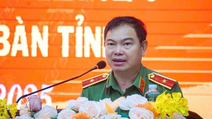 Thiếu tướng Phan Thanh Tám, Giám đốc Công an tỉnh Đắk Lắk phát biểu tại buổi lễ. img-201-841.jpg