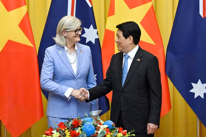 Chủ tịch nước Lương Cường hội đàm với Toàn quyền Australia Sam Mostyn. (Ảnh: THỦY NGUYÊN)