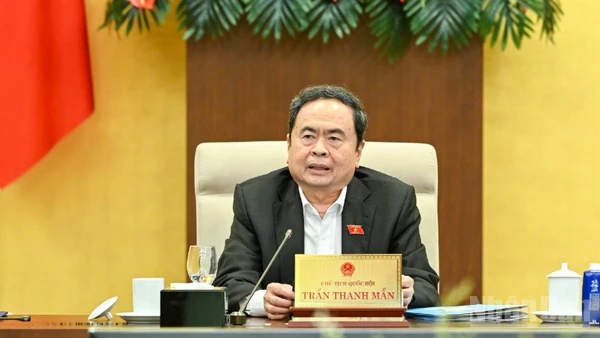 Chủ tịch Quốc hội Trần Thanh Mẫn phát biểu chỉ đạo phiên họp. (Ảnh: DUY LINH)