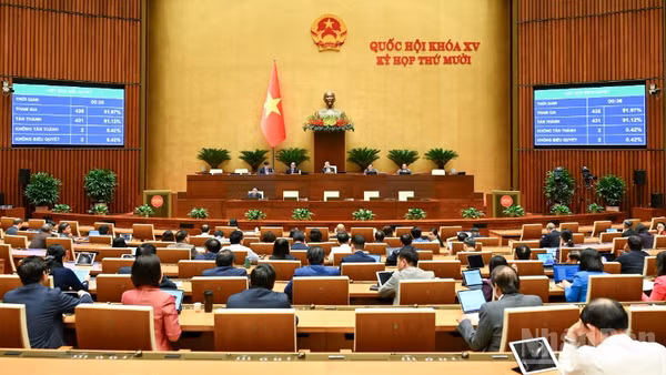 Quốc hội biểu quyết thông qua Luật Hàng không dân dụng Việt Nam (sửa đổi). (Ảnh: DUY LINH)