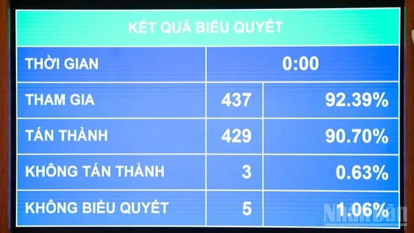 Quốc hội biểu quyết thông qua Luật sửa đổi, bổ sung Luật Quy hoạch đô thị và nông thôn. (Ảnh: DUY LINH)