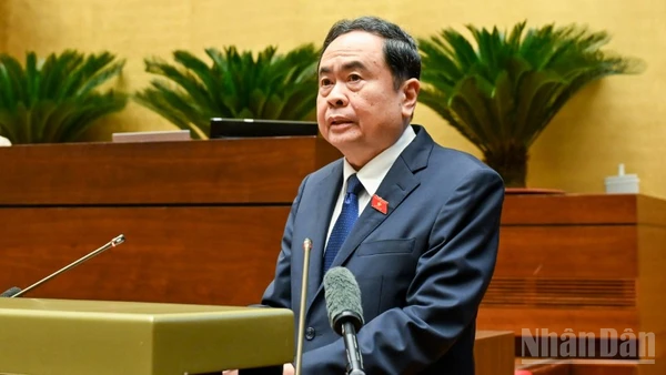 Chủ tịch Quốc hội Trần Thanh Mẫn phát biểu. (Ảnh: DUY LINH)