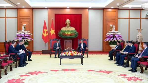 Quang cảnh cuộc tiếp tại Trụ sở Trung ương Đảng. (Ảnh: ĐĂNG KHOA)