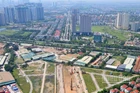Công trường thi công kết nối đường Vành đai 3,5 với Đại lộ Thăng Long.