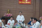 Phó Bí thư Thành ủy, Chủ tịch Ủy ban Mặt trận Tổ quốc Việt Nam Thành phố Hồ Chí Minh Nguyễn Phước Lộc phát biểu tại buổi làm việc. (Ảnh: A.H)